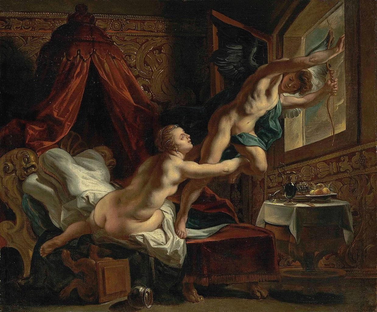 Psiche che cerca di trattenere Cupido